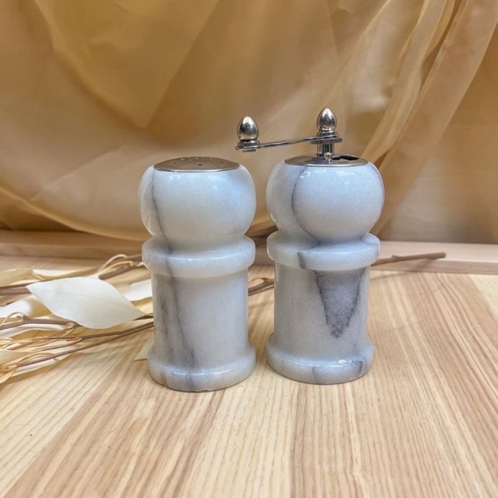Marble Salt Shaker and Pepper Grinder Set